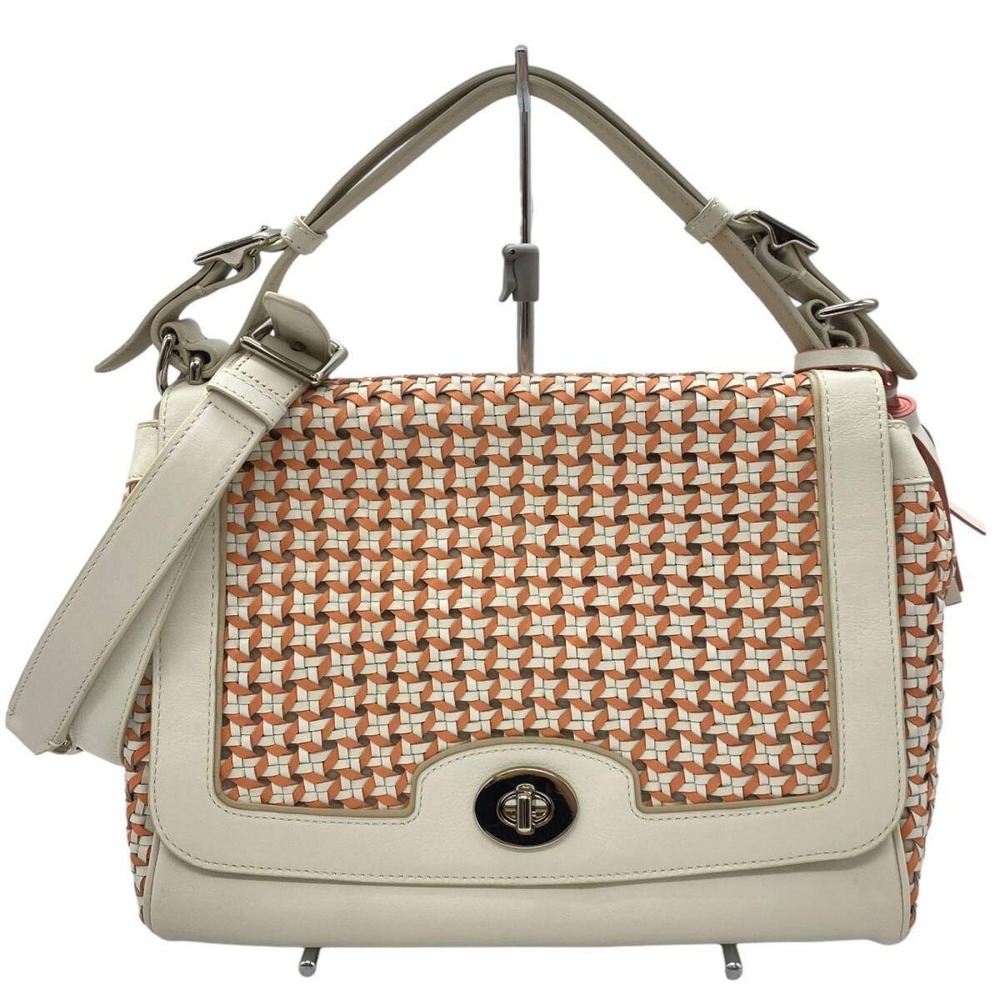 Coach Legacy Caning Romy Crossbody Purse 23411 Woven Leather Cream Tan Orange